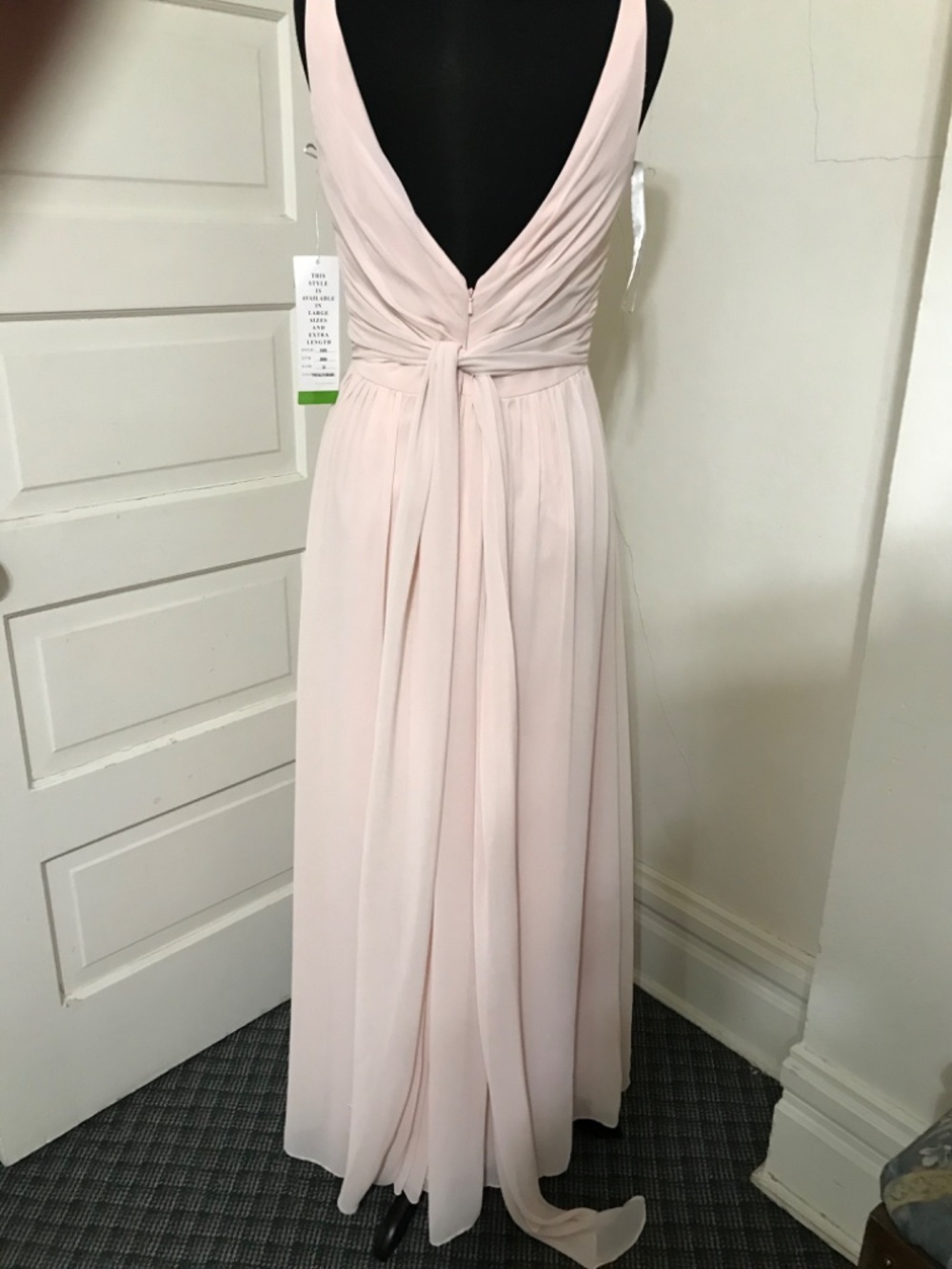 Bill Levkoff Blush Pink V-Neck Chiffon Bridesmaid Gown - Picture 4 of 4